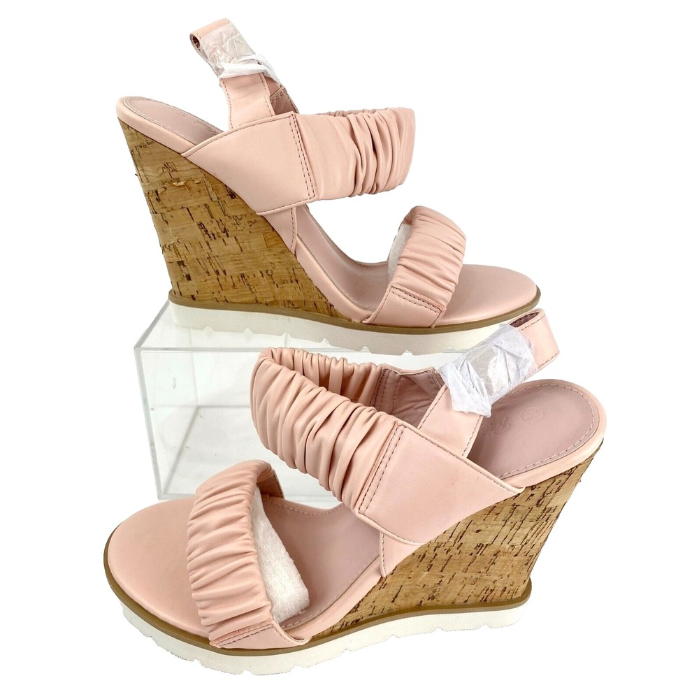NEW Platform Sandals Shoes Heels Women's 7.5 Cork Wedge piepiebuy Ankle Strap 38